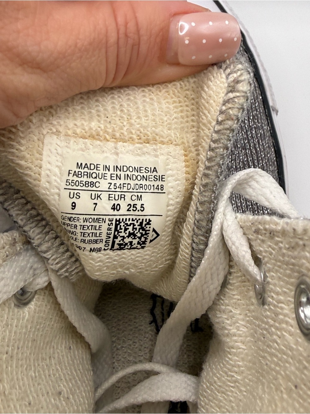 Converse High Top Sneakers in Metallic Gray and White - Picture 9 of 10